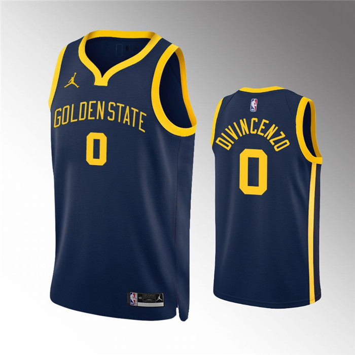 Men's Golden State Warriors #0 Donte DiVincenzo Navy Statement Edition Stitched Jersey